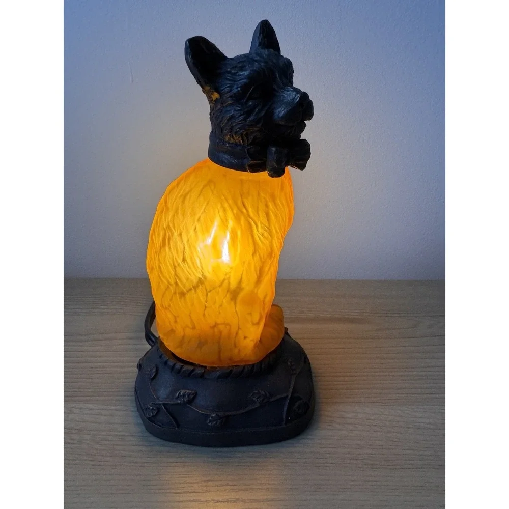 Lighted Cat Lamp Amber Glow Accent Light Vintage Style Table Lamp Tested